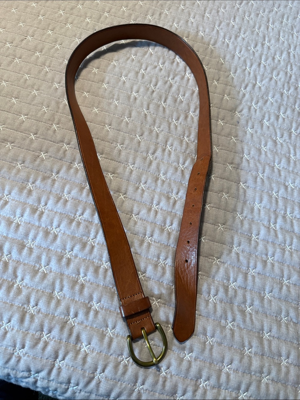 Madewell Brown Leather Belt with Brass Buckle